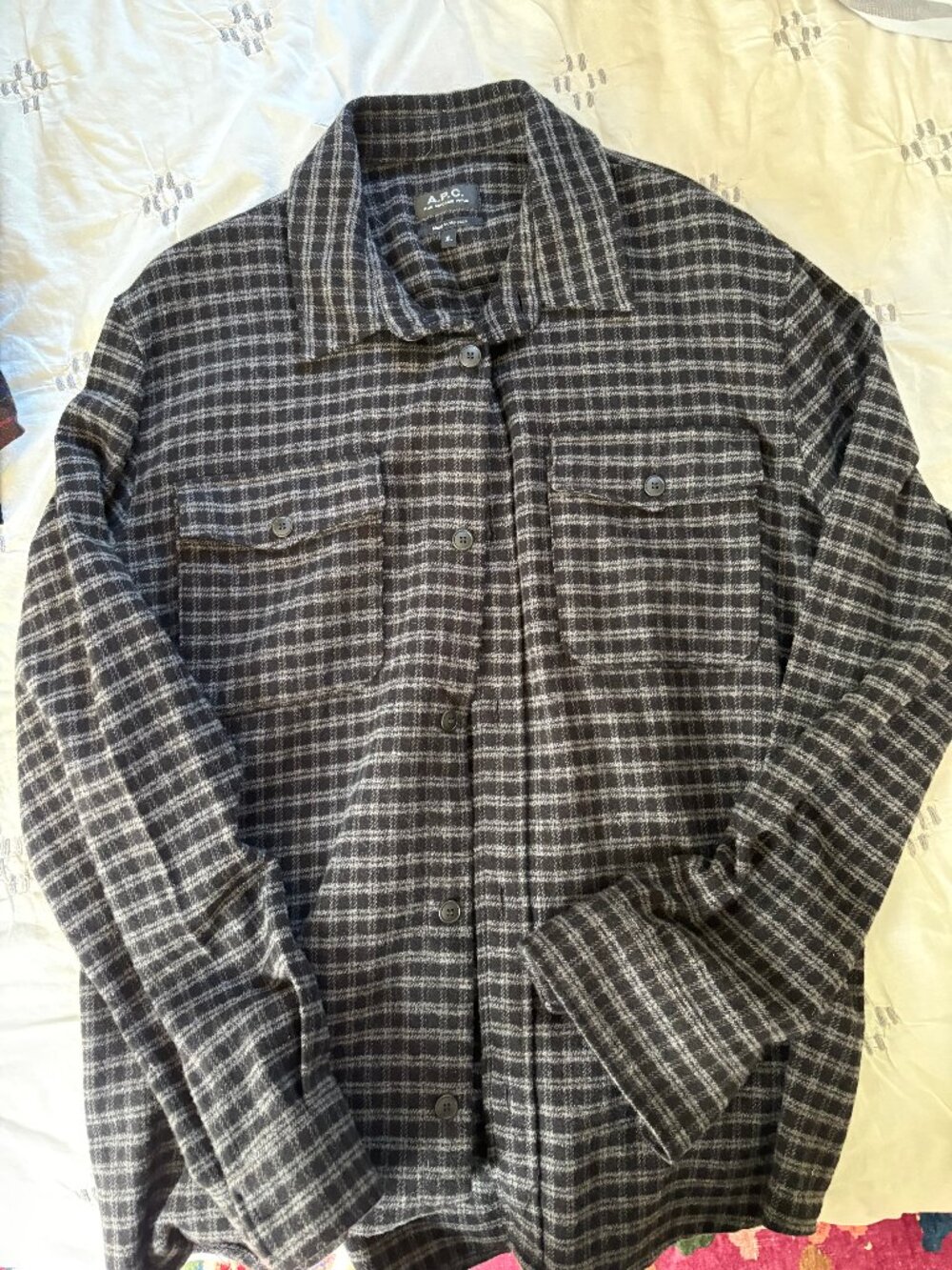 APC XL Gray/Black Plaid Button Down